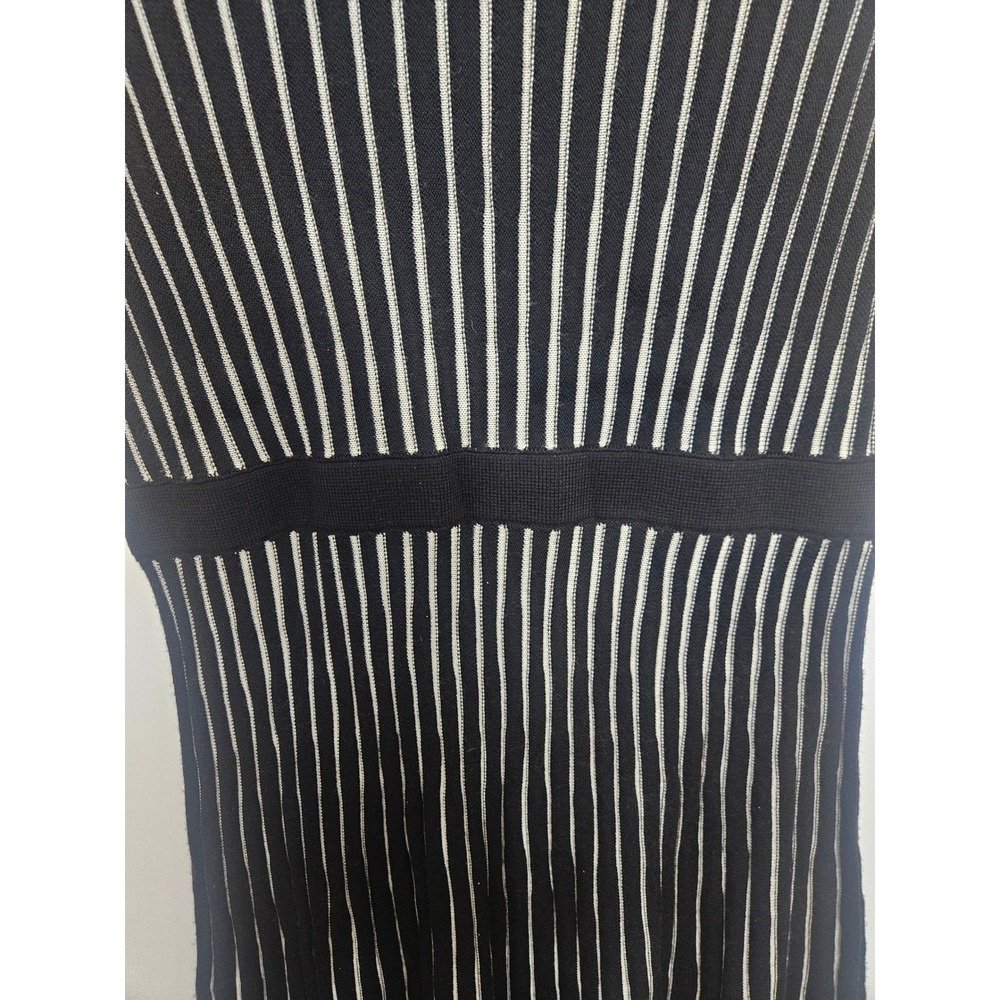 Calvin Klein Womens Black‎ White Striped Sleeveless Fit and Flare Knit Dress Med - Picture 4 of 5